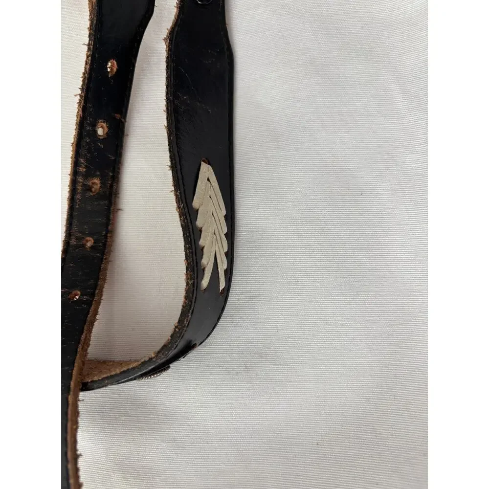 Vintage Justin Top Grain Cowhide Leather Belt Braided Horse Hair Size 34